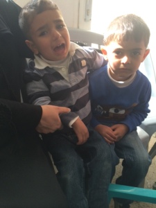 The boy on the left is the one who has nightmares. His name is Mohamad. Boy on the right is Omar. 